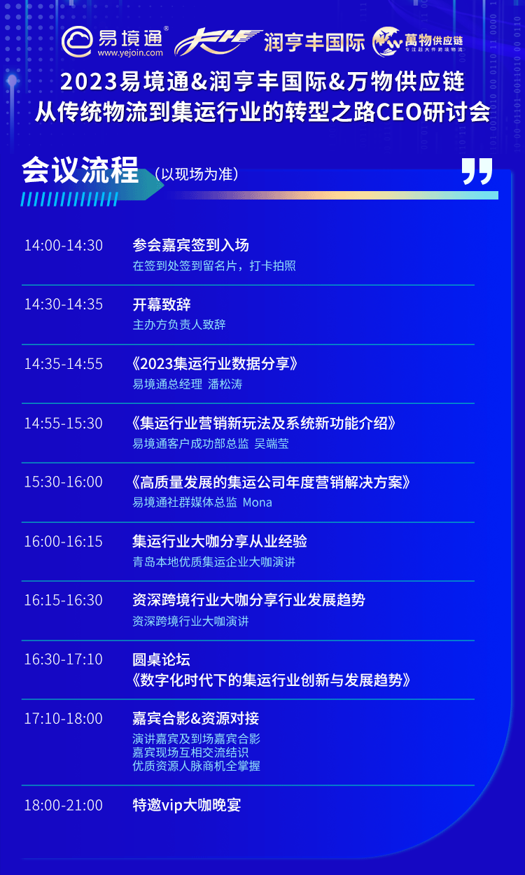 “新賽道 新機(jī)會(huì) 新玩法”——2023易境通集運(yùn)行業(yè)宣講會(huì)青島站預(yù)告
